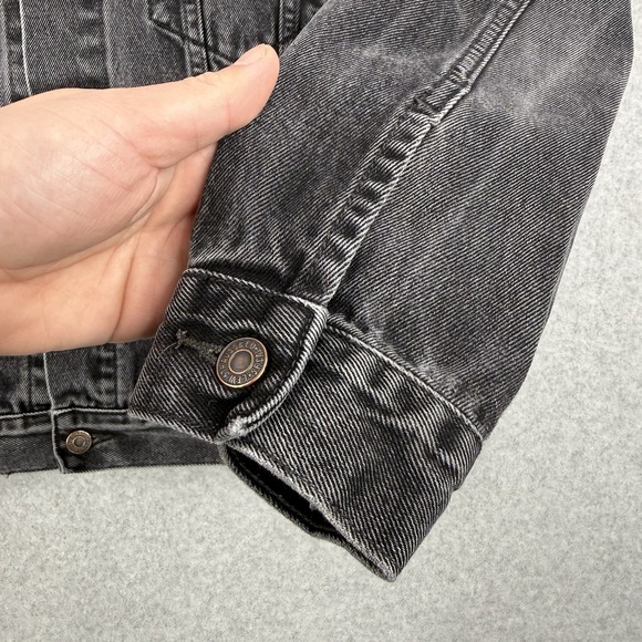 Vintage Levis Jacket Mens Large Black Faded Trucker Denim Type 3 Jean 70507 - Picture 8 of 16